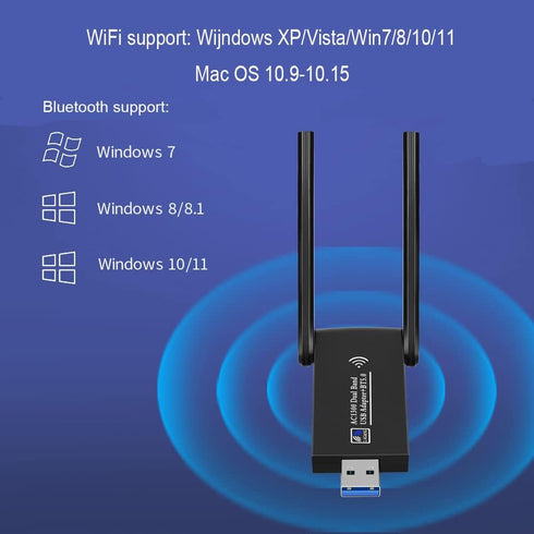 AC1300 Dual Band WiFi Wireless Network Card + BT 5.0 Adapter, USB 3.0 1300M 802.11ac Bluetooth 5.0 for Laptop PC.