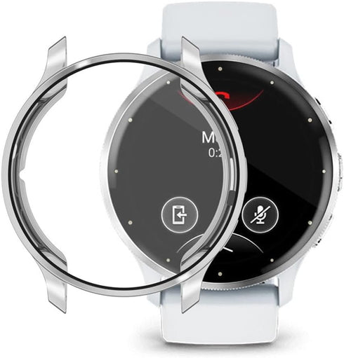 Waterproof Protective Case for Garmin Venu 3S 41mm / Venu 3 45mm, Soft TPU Plated Scratch-Proof Cover (41mm, Silver)