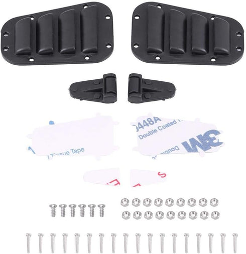 Set -4 1/10 RC Car Intake Grille & Engine Cover Hinge, Plastic Intake Grilles Engine Cover Hinges with Stickers