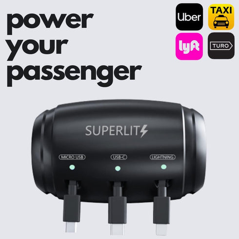 Headrest Car Fast Charger - Retractable Multi Port for USB-C, Android, Apple, 3 in 1 Headrest 3 Feet Cable Charger for