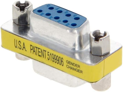 Fielect DB9 VGA Gender Changer 9 Pin Female to Female Mini Coupler Adapter Connector, Blue Pack of 1
