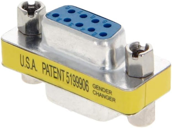 Fielect DB9 VGA Gender Changer 9 Pin Female to Female Mini Coupler Adapter Connector, Blue Pack of 1