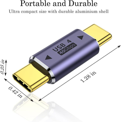 AuviPal USB C Male to Male Adapter (2 Pack), Type C Connector Extender for Thunderbolt 4/3, 100W Charging
