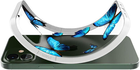Clear Case for iPhone 12 Mini, Soft TPU Shockproof Protective Case with Cute Blue Butterfly Pattern Cover