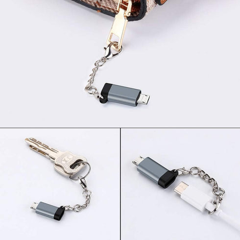 USB C to Micro USB Adapter, 4-Pack Type C Female to Micro USB Male Connector with Keychain Charge & Data Sync