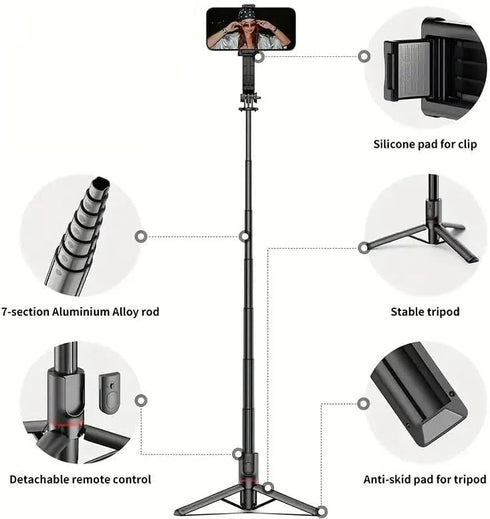 Generic 40 Inch 360 Selfie Stick Retractable Professional Floor Tripod for Live Streaming, with Wireless Remote