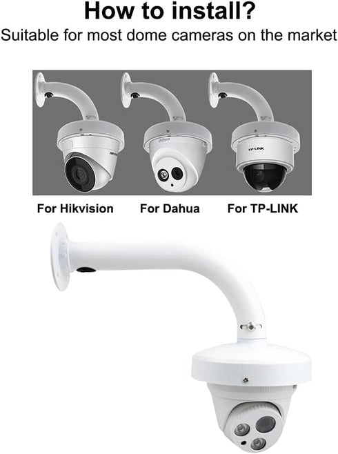 Security Camera J Type Wall Mount Bracket, Universal Dome Camera Mount for CCTV Security Camera, 180mm Length