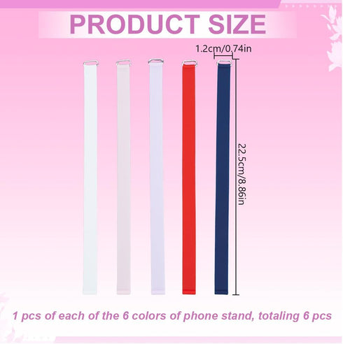 DELORIGIN 6pcs (6 225mm) Reusable Silicone Phone Strap Grip Holder Elastic Universal Cellphones Hand Loops Grip