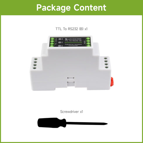 Waveshare Rail-Mount TTL to RS232 Galvanic Isolated Converter, Full-Duplex Communication, Lightningproof & Anti-Surge, Multi-Isolation Protection, TTL Serial Converter