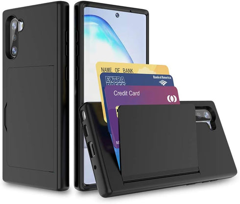 Galaxy S21 Case with Card Holder, Silicone Hybrid Protective Wallet Cover for Samsung Galaxy S21 - Black