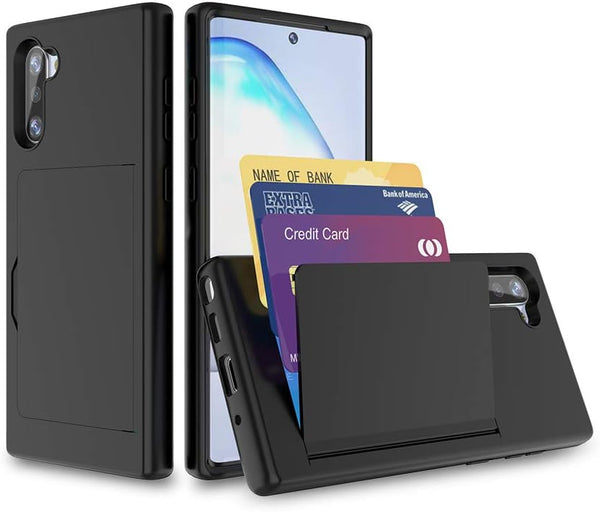 Galaxy S21 Case with Card Holder, Silicone Hybrid Protective Wallet Cover for Samsung Galaxy S21 - Black