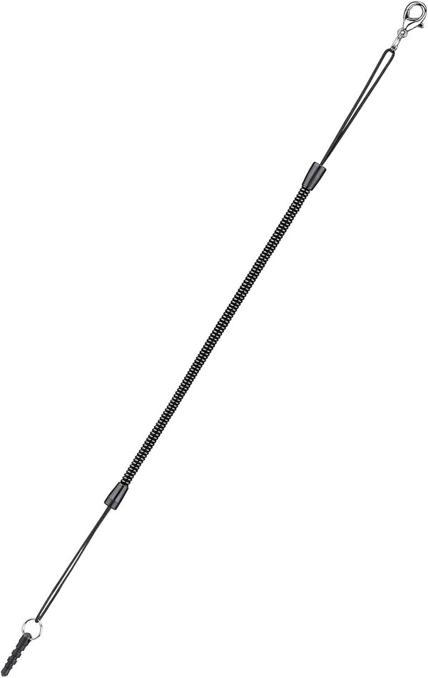 Elastic Tether Lanyards (Pack of 8) for Stylus Pens with Retractable Coiled Spring and Lobster Clasp Hook (Black)