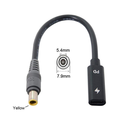 JSER Xiwai Type C USB-C Female to DC Power PD Charge Cable for Laptop, 18-20V (7.9x5.4mm for HP)