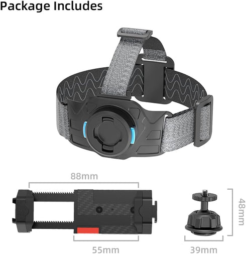 Head-Mounted Mobile Phone Holder, First-Person View Video Bracket with Clip for iPhone, Samsung, All Smartphones
