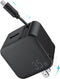 Retractable Wall Charger Block for iPhone, 35W PD Fast Charger with Retractable Lightning Cable and USB Port for iPhone