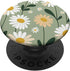 White Daisy Flower Floral Botanical Sage Green PopSockets Standard PopGrip