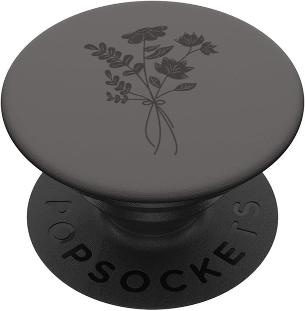 Gray Floral Flower Wildflower PopSockets Standard PopGrip