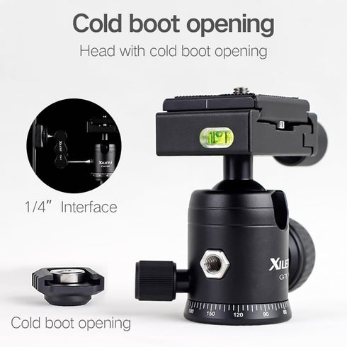XILETU 360 1/4" 3/8" Tripod Ball Head Panoramic Metal with Arca Type Quick Release Plate, Screw Thread Mount, Tripod
