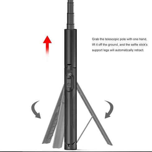 Serounder 8 34cm to168cm Sections Selfie Stick Tripod, Auto Open Close Extension Pole Handheld Monopod Tripod with BT