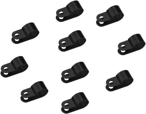 heyous 100pcs R-Type Cable Clamp - 1/2 inch (13.2mm) Nylon Wire Hose Fastener with Mounting Screw, Black