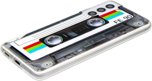 FAteam Shockproof Case for Galaxy S21 5G - Scratchproof TPU Soft Bumper Retro Cassette Tape Compatible with Samsung