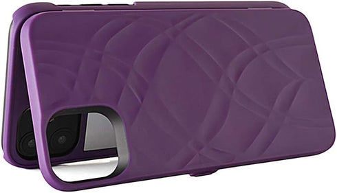 Wallet Case for iPhone 11 with Kickstand and Built-in Mirror, Shockproof Card Holder, Purple