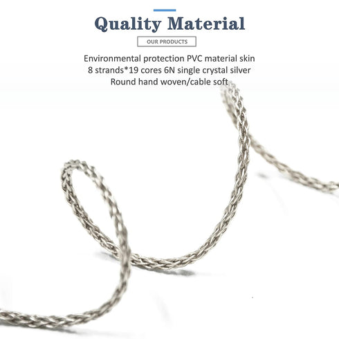 GUCraftsman 3.5mm Stereo Male to 4.4mm Balanced Female Portable Headphone Adapter Cable, 6N Single Crystal Silver for