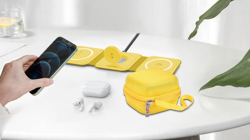 khanka Hard Travel Case for Iseyyox/RTOPS/Hicober/UCOMX Nano 3 in 1 Wireless Charger, Case Only (Yellow)
