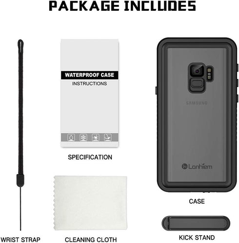 Lanhiem for Samsung Galaxy S9 Case - IP68 Waterproof Dustproof with Built-in Screen Protector