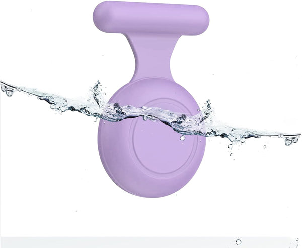 AirTag Holder Case for Kids, Waterproof Hidden Case with Brooch Pin, Anti-Lost GPS Tracker for Child, Pets - Violet