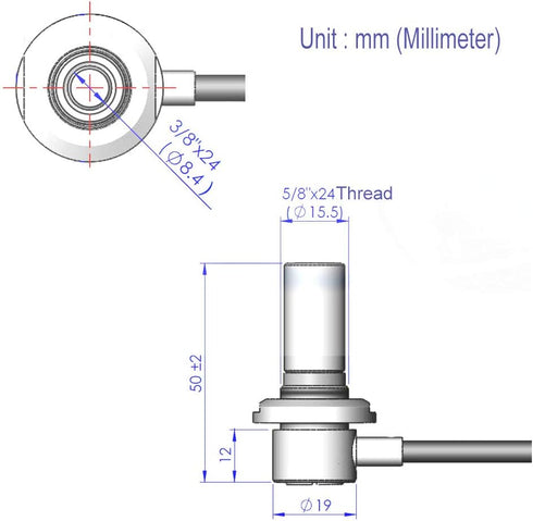 UngSung 3/8 24 PL-259 15FT RG58A/U x Vehicle CB Antenna Mount Bulkhead Stud Mount to Connector with CB Coaxial Cable