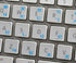 Korean Apple Keyboard Sticker with Blue Lettering on Transparent Background
