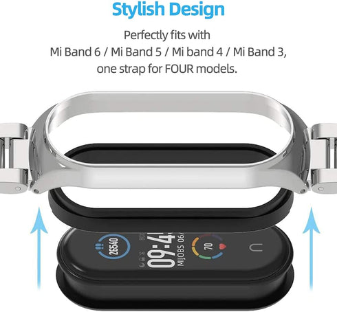 MIJOBS Strap for Xiaomi Mi Band 6 Mi Band 5, Metal Strap Compatible with Mi Band 4 Mi Band 3