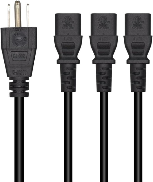 Toptekits 5-15P 3X C13 C13 3 (6ft/2m, 5-15P 3XC13) Computer Power Splitter Cord, NEMA to - Y-Cable, Power Cord Y