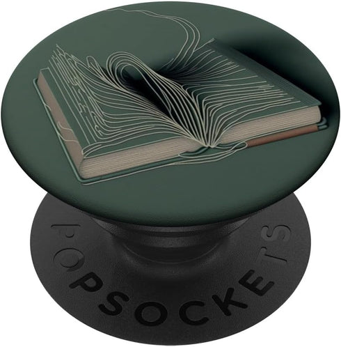 Minimal Book Line Art for Bookworm on Sage Green PopSockets Standard PopGrip