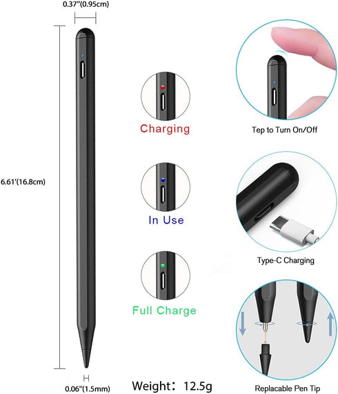 Stylus Pencil for iPad 9th & 10th Generation, Active Pen with Palm Rejection, Compatible with 2018-2024 Apple iPad 10th