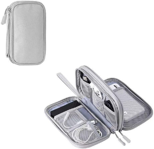 Electronic Organizer Bag, Waterproof Portable Travel Cable Storage Case for USB Drive, Charger, Headphones, Grey