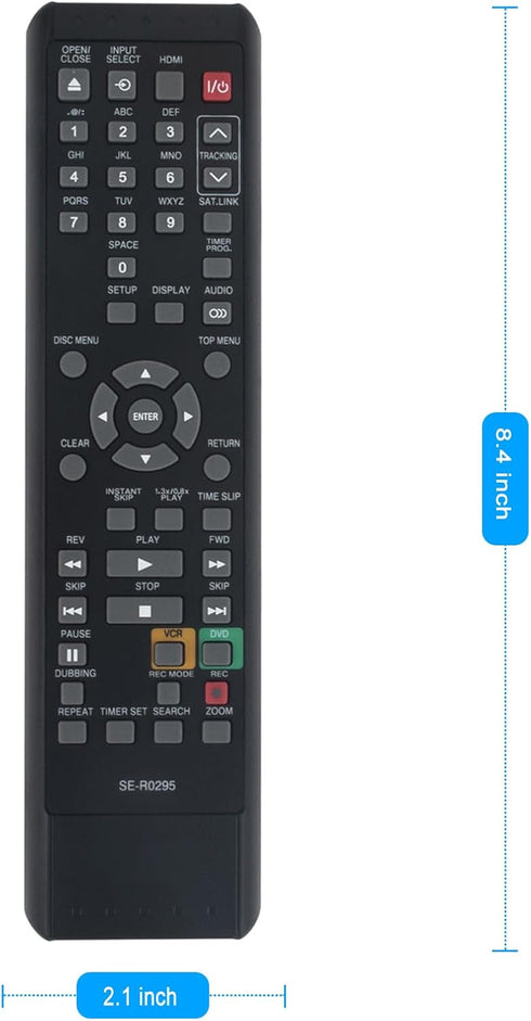 SE-R0295 Replacement Remote Control for Toshiba DVD Video Recorder VCR Models D-VR620KU, D-VR610KU, DKVR60KU, and More
