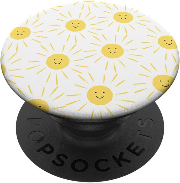 Smiling Sun Pattern Cute Happy Sunny Face Cartoon PopSockets Standard PopGrip