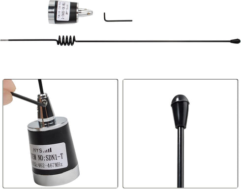 HYS 17.7inchs 462-467Mhz 460-470Mhz Long Range Pretuned Low-Profile UHF Whip NMO Antenna for Midland Motorola GMRS
