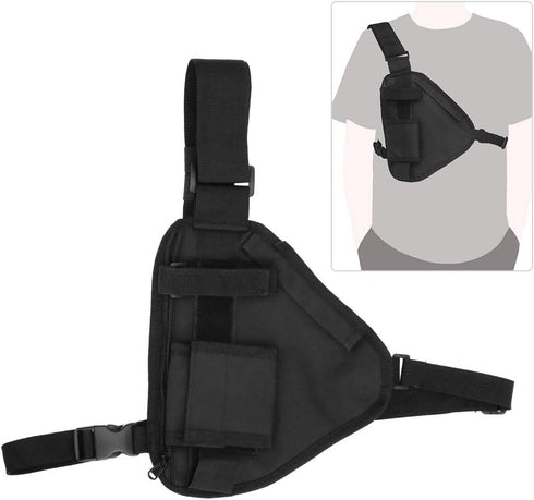 Radio Holster Chest Harness - Portable Walkie Talkie Vest Bag with Multi Layers Pouch