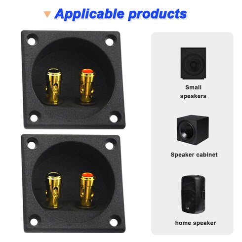 Speaker Box Terminal Cup, 3.1” Round Push Spring Loaded Jacks, Double Binding Post Terminal Plates, 6 Pack