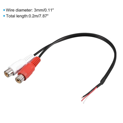MECCANIXITY RCA Female Plug Jack Connector Adapter to Bare Wire Open End Audio Video RCA Cable for Amplifier Speaker Wire Pack of 2