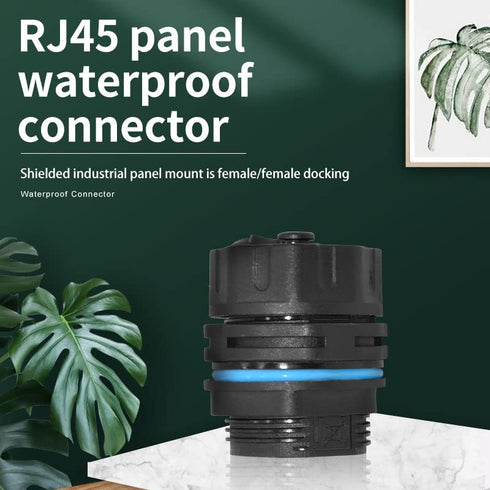 RJ45 Panel Mount Waterproof Connector IP68, Female to Female Shielding Cable Coupler-CAT6-YMP23-Blue