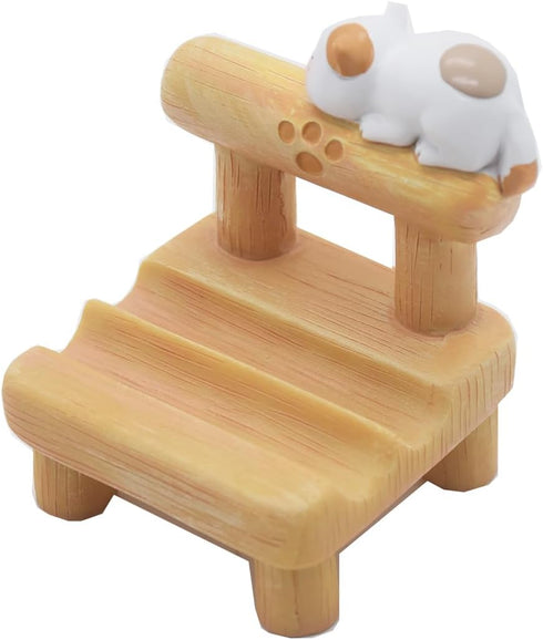 Cute Cat Cell Phone Stand Holder for Desk, Cartoon Animal Resin Smartphone Holder Compatible with All Mobile Phones