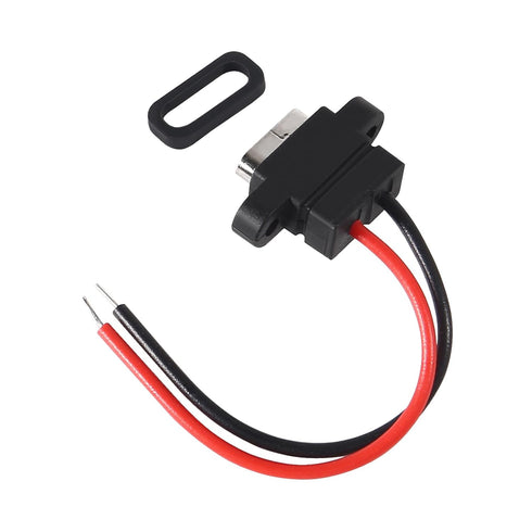 8pcs USB Connector Type-C Female Chassis 2 Pin for DIY, Waterproof USB C Pigtail Cable Extension