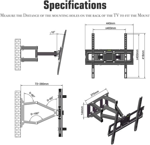 DESIGNSCAPE3D 26-55 Inch, TMDS-105, 88lbs Double Pendulum Large Base TV Stand, Bearing