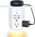 Wall Outlet Extender with Shelf and Night Light, Surge Protector, USB Wall Charger with 5 AC Outlets