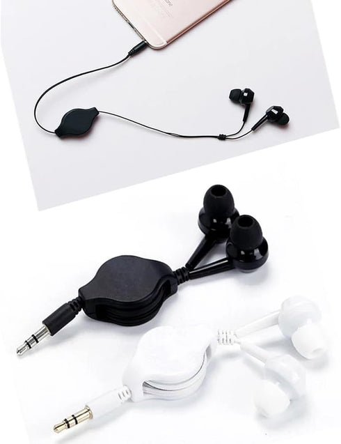 ThtRht 2 Pack 3.5mm MP3 Retractable Earbuds Wired Earphone Portable Plug Stereo in-Ear Headphone Wiring Ear Buds