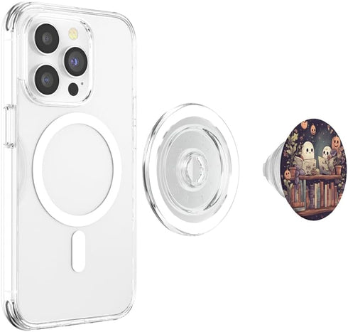 Cute Ghosts Reading Books Halloween Librarian PopSockets PopGrip for MagSafe